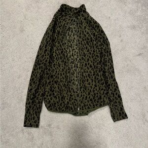 Leopard zip-up fleece jacket